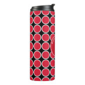 POLKA DOT geometrisch monogram Gepersonaliseerd ro Thermosbeker (Gedraaid links)