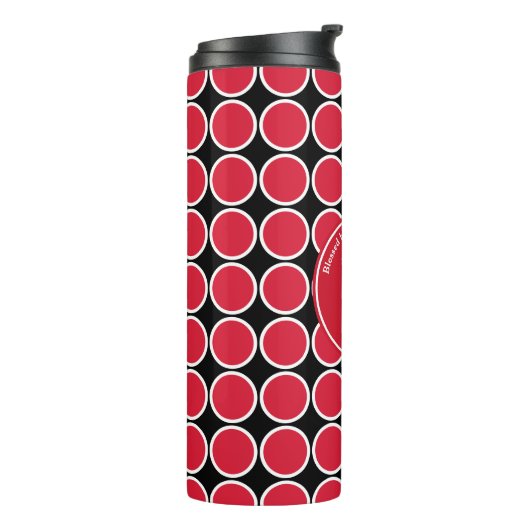 POLKA DOT geometrisch monogram Gepersonaliseerd ro Thermosbeker (Gedraaid links)