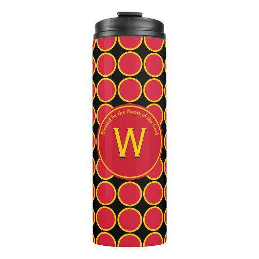 POLKA DOT Geometrische monogram Gepersonaliseerd R Thermosbeker (Voorkant)