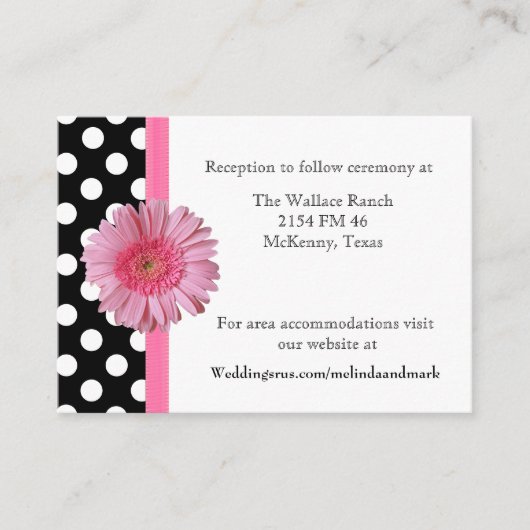 Polka Dot & Gerber Daisy Wedding Enclosure Kaart (Voorkant)