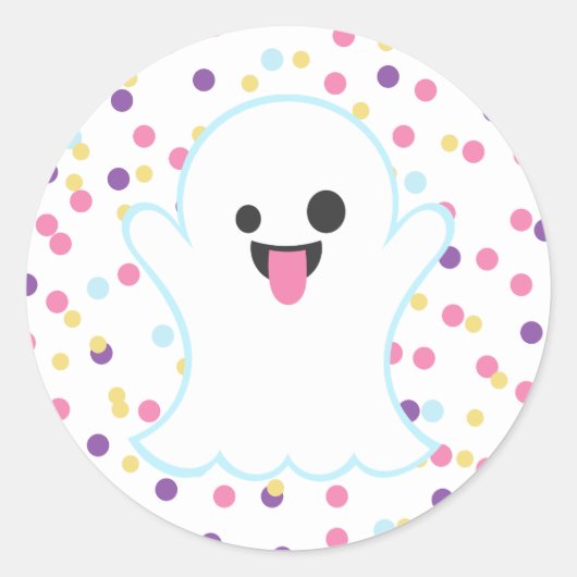 Polka Dot Ghost Emoji-Stickers Ronde Sticker (Voorkant)