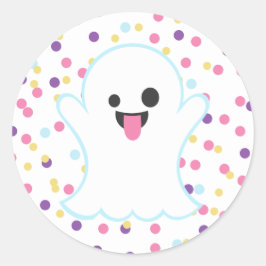 Polka Dot Ghost Emoji-Stickers Ronde Sticker