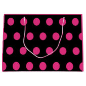 Polka Dot Gift Bag - Groot (zwart en neonroze) Groot Cadeauzakje (Voorkant)