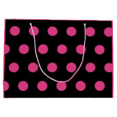 Polka Dot Gift Bag - Groot (zwart en neonroze) Groot Cadeauzakje (Achterkant)