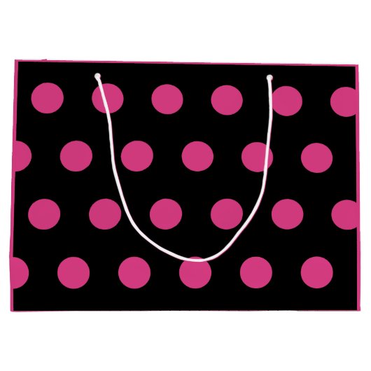 Polka Dot Gift Bag - Groot (zwart en neonroze) Groot Cadeauzakje (Achterkant)