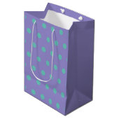 Polka Dot Gift Bag (Lavendel & Aqua) Medium Cadeauzakje (Voorkant Gekanteld)