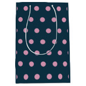 Polka Dot Gift Bag (Midnight Blue & Soft Pink) Medium Cadeauzakje (Voorkant)