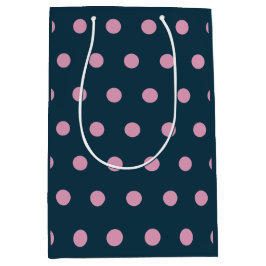 Polka Dot Gift Bag (Midnight Blue & Soft Pink) Medium Cadeauzakje