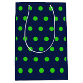 Polka Dot Gift Bag (Navy Blue & Lime Green) Medium Cadeauzakje (Voorkant)