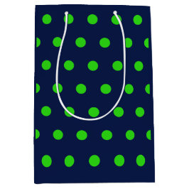 Polka Dot Gift Bag (Navy Blue & Lime Green) Medium Cadeauzakje