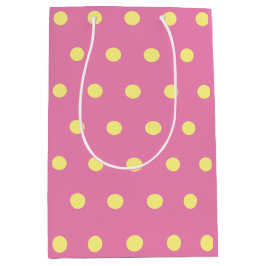 Polka Dot Gift Bag (roze en zacht geel) Medium Cadeauzakje