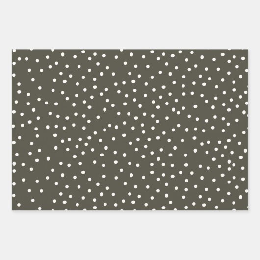 Polka Dot Gift Wrap, Cargo Green, Zand, Blauw Inpakpapier Vel (Voorkant)