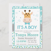 Polka Dot Giraffe Baby shower Uitnodiging (jongen) (Voorkant)