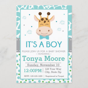 Polka Dot Giraffe Baby shower Uitnodiging (jongen)