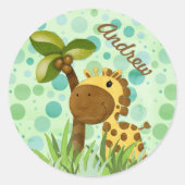 Polka Dot Giraffe Ronde Sticker (Voorkant)