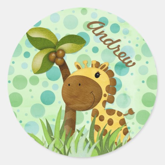 Polka Dot Giraffe Ronde Sticker (Voorkant)
