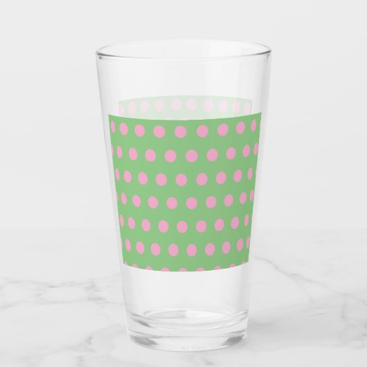 Polka Dot Glass Tumbler (Sage Green & Pastel Pink) (Voorkant)