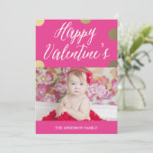 Polka Dot Gold | Fotokaart Valentijnsdag Feestdagenkaart (Staand voorkant)