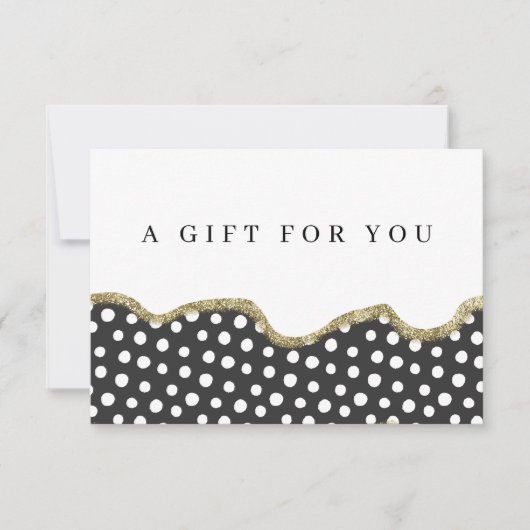 Polka Dot Gold Glitter Zakelijk Cadeaubon (Voorkant)