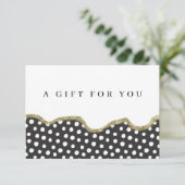 Polka Dot Gold Glitter Zakelijk Cadeaubon (Staand voorkant)