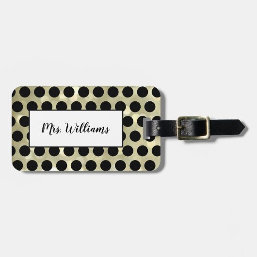 Polka Dot Gold Mrs. Bagagelabel (Voorkant horizontaal)