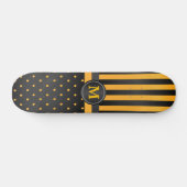 Polka Dot Golden Yellow en Black Stripes Skateboard (Horizontaal)