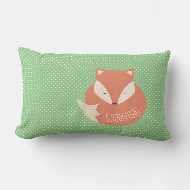 Polka Dot Goodnight Sleeping Fox en Stippen Kussen (Voorkant)