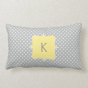Polka Dot Gray and Yellow Monogram Kussen