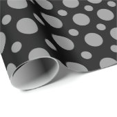 Polka Dot Gray op zwart Cadeaupapier (Rol Hoek)