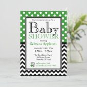 Polka Dot Green en Chevron Baby shower Kaart (Staand voorkant)