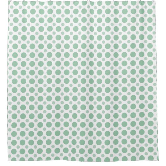 Polka Dot Green en White Coastal Seafoam Blauwgroe Douchegordijn (Voorkant)