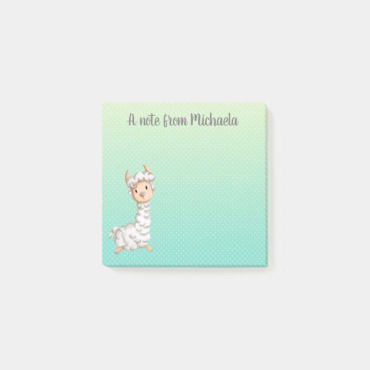 Polka dot green gepersonaliseerd lama post-it® notes (Voorkant)