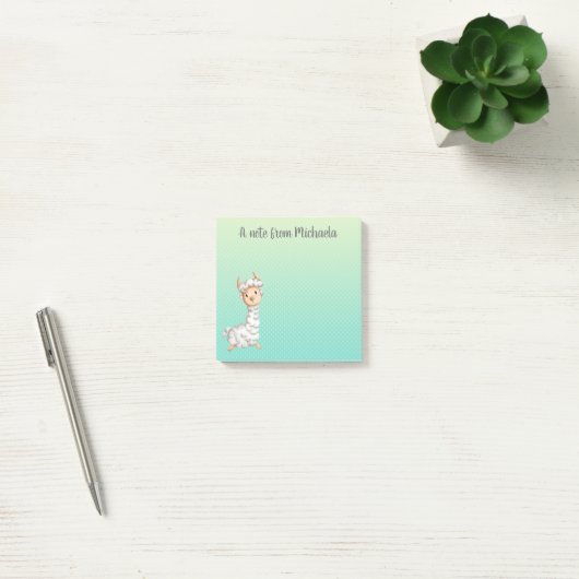 Polka dot green gepersonaliseerd lama post-it® notes (Kantoor)