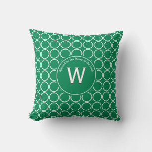 POLKA DOT Green White Gepersonaliseerd Monogram Kussen