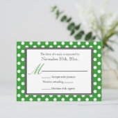 Polka Dot Green & White RSVP Reply Kaarten Kaartje (Staand voorkant)