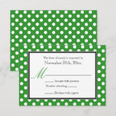 Polka Dot Green & White RSVP Reply Kaarten Kaartje (Voorkant / Achterkant)