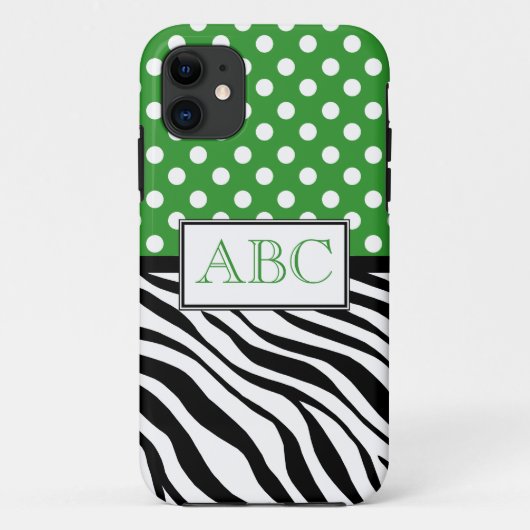 Polka Dot Green & Zebra Print iPhone 5 Hoesje (Achterkant)