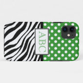 Polka Dot Green & Zebra Print iPhone 5 Hoesje (Achterkant (horizontaal))