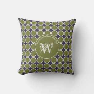 POLKA DOT Grey Green Gepersonaliseerd Monogram-scr Kussen