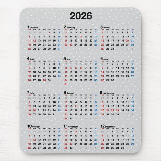 Polka Dot Grijs 2025 Kalender Muismat (Voorkant)