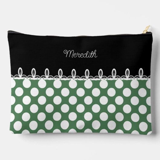 Polka dot groen en zwart met aangepaste naam etui (Achterkant)