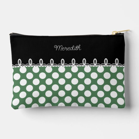 Polka dot groen en zwart met aangepaste naam etui (Achterkant)