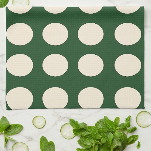 Polka dot groen ivoor kleur Polka dot Theedoek (Gevouwen)