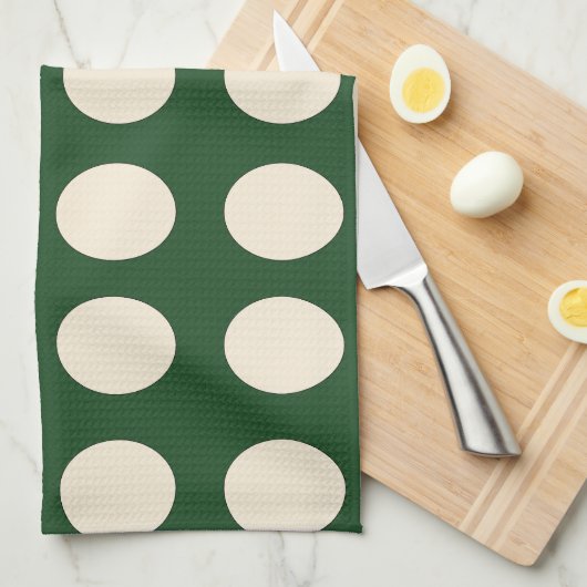 Polka dot groen ivoor kleur Polka dot Theedoek (Quarter Fold)