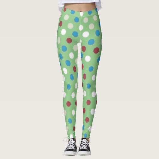 Polka Dot Groene Leggings (Voorkant)