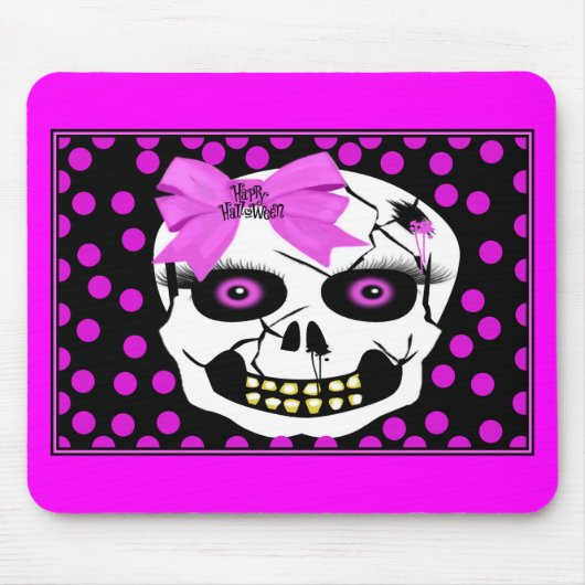 Polka-dot Halloween Girl Scull Muismat (Voorkant)