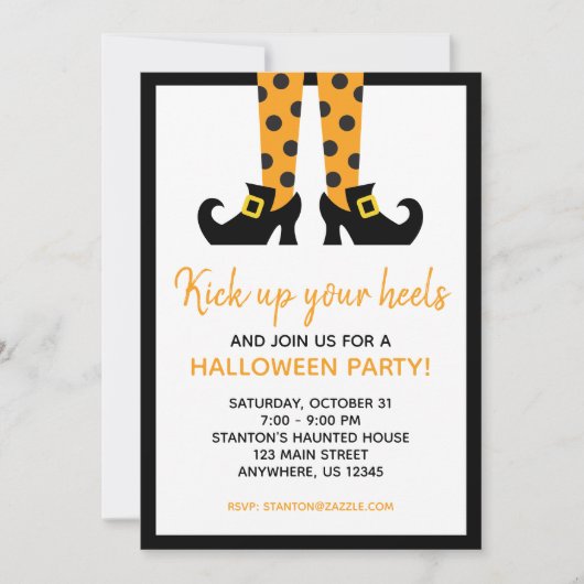 Polka Dot Halloween Heksenfeest Uitnodigingen (Voorkant)