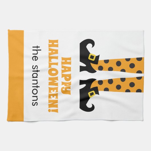 Polka Dot Halloween Witch Kitchen Towel Theedoek (Horizontaal)