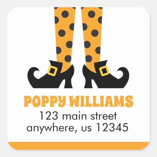 Polka Dot Halloween Witch Return Address Labels (Voorkant)