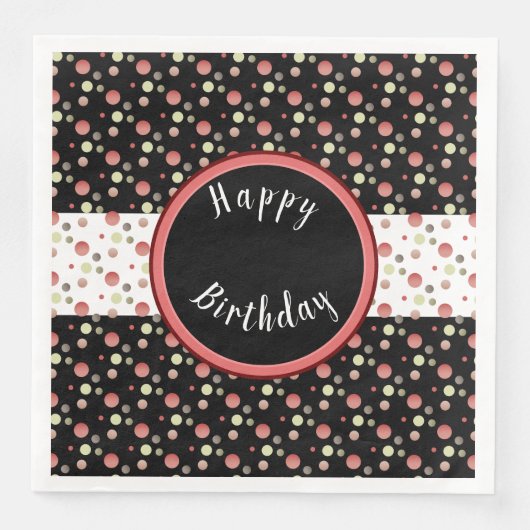 Polka Dot Happy Birthday Papieren servetten (Voorkant)